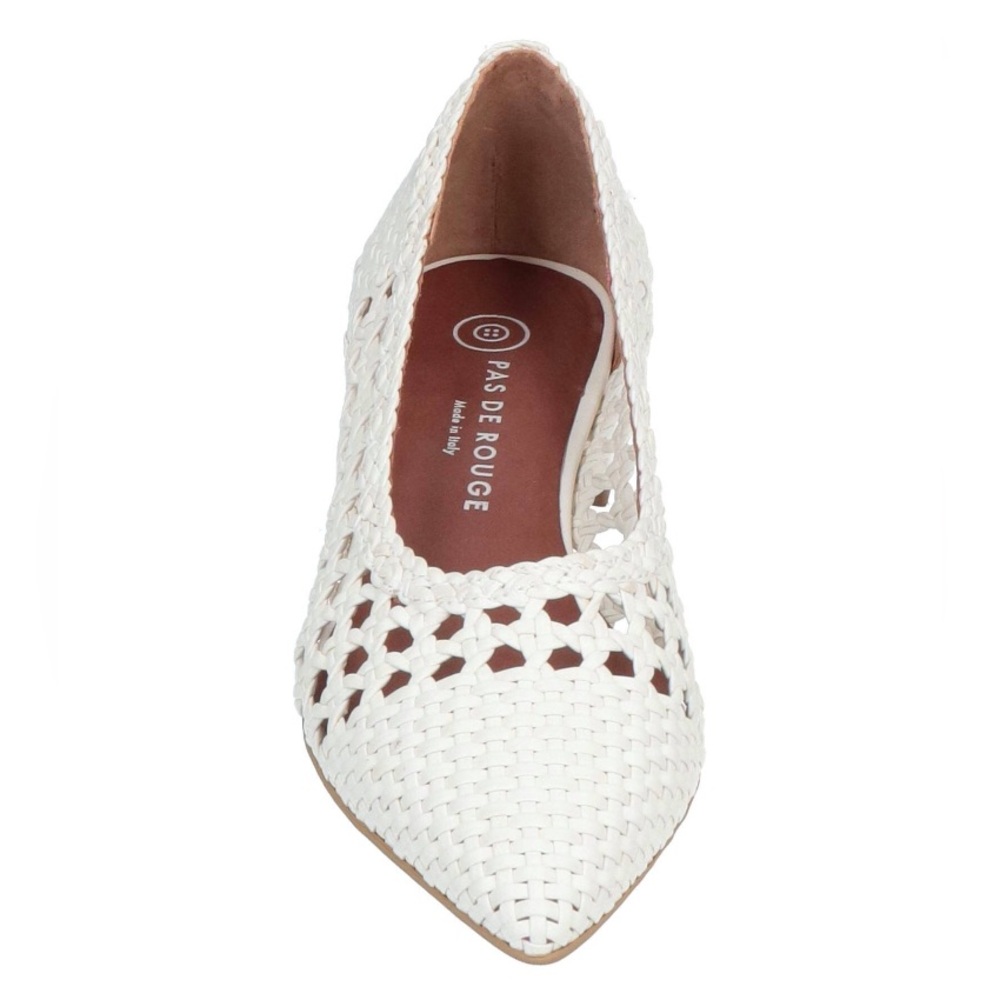 Pas de Rouge cream woven leather flats 36